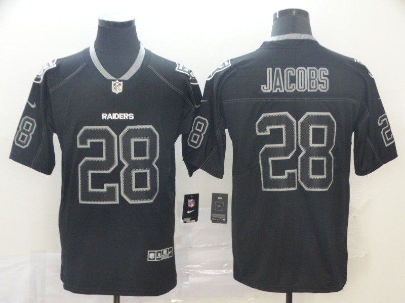 Men Oakland Raiders #28 Jacobs Nike Lights Out Black Color Rush Limited NFL Jerseys